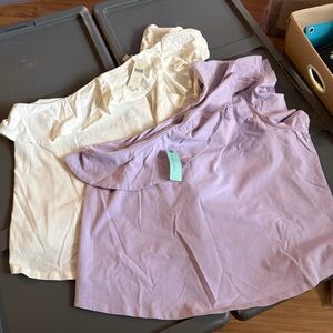 Anthropologie 3X 2 Pack One Shoulder Cotton Ruffle Tank Top Bundle NEW